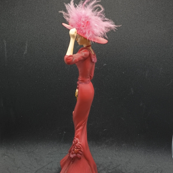 thomas kinkade red dress woman figurine feather hat - Picture 4 of 5